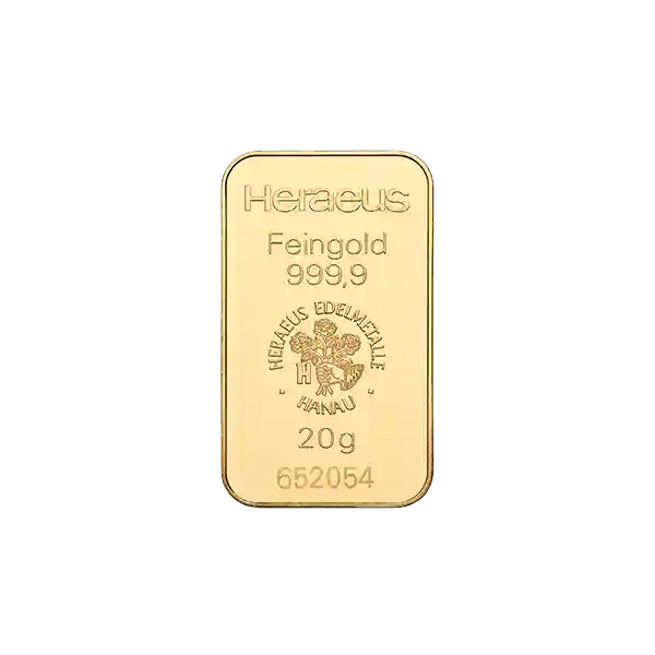 20 Gram Heraeus Minted Gold Bar - Bullion Giant